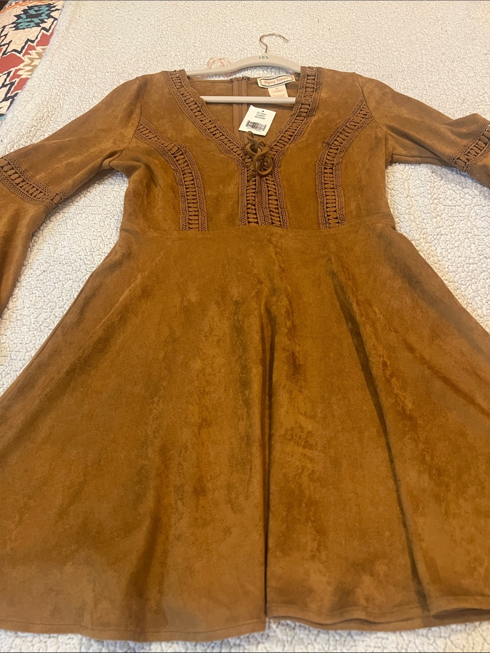 Flying Tomato Brown Suede-Look Asymmetrical Dress